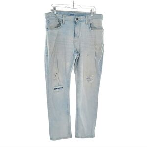 Old Navy Mens Slim 36x 30 Built In Tough Flex Jeans Distressed Light‎ blue
